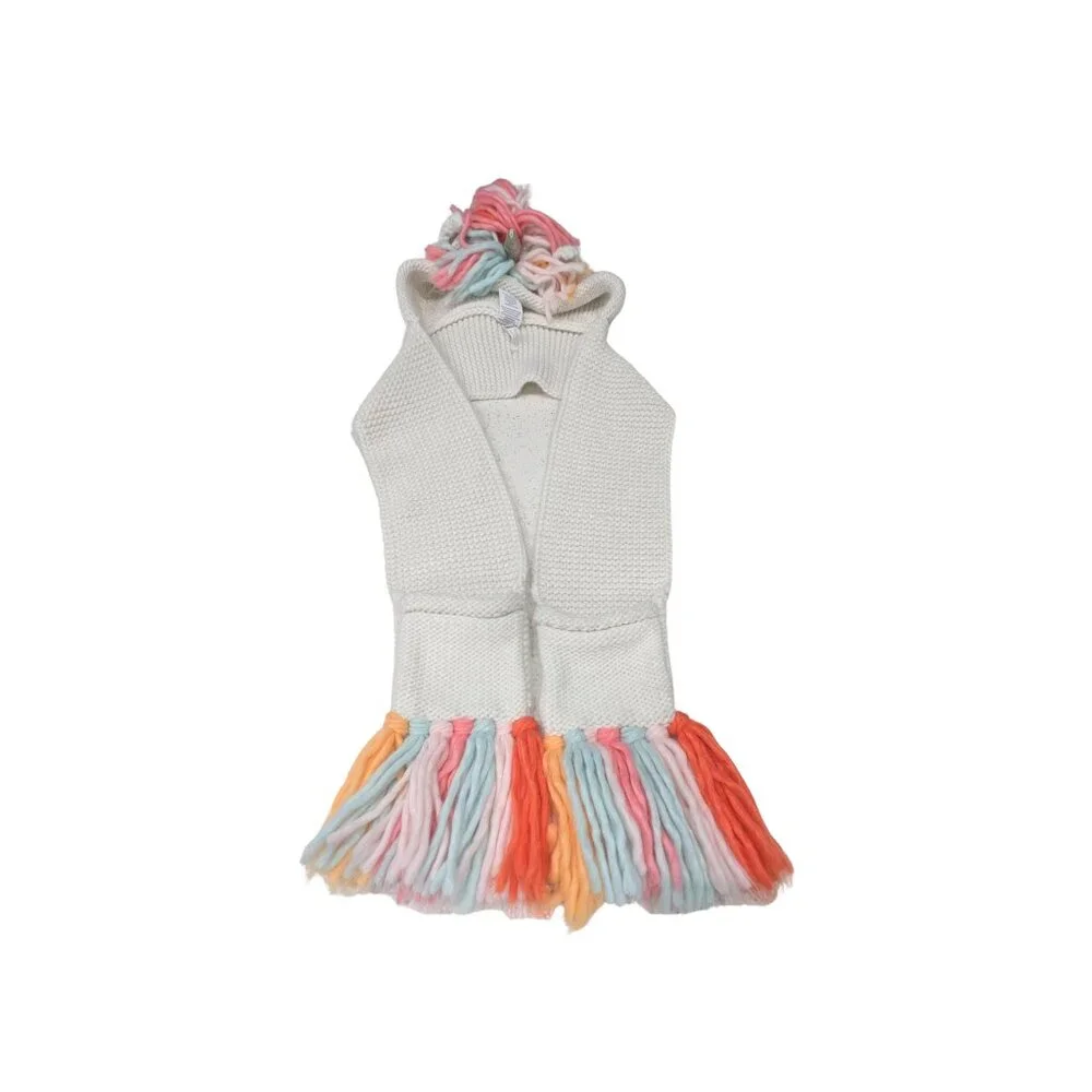 Unicorn Hooded Scarf Kids 8-16 Target Ivory Knit Tassel Scarf Hoodie Ears Horn
